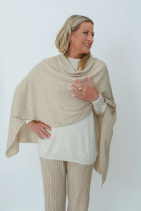 MerinoSnug - Mandy Poncho Alpaca Merino Wool Blend - Australian Made in Natural