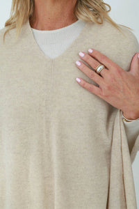 MerinoSnug - Mandy Poncho Alpaca Merino Wool Blend - Australian Made in Natural