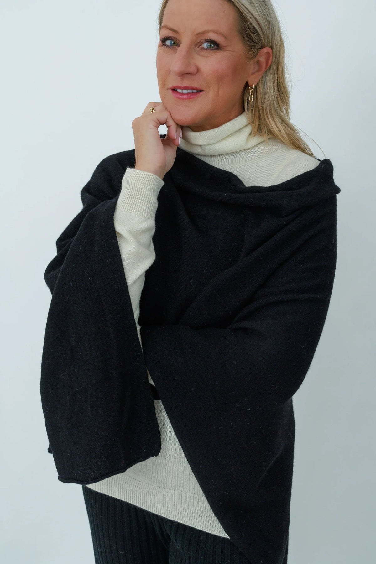 MerinoSnug - Mandy Poncho Alpaca Merino Wool Blend - Australian Made in Black