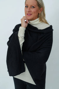 MerinoSnug - Mandy Poncho Alpaca Merino Wool Blend - Australian Made in Black