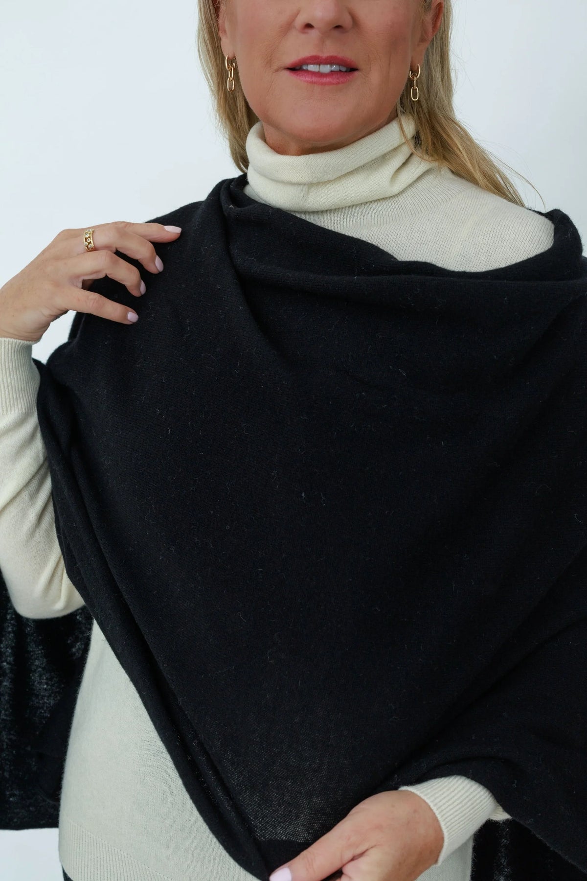 MerinoSnug - Mandy Poncho Alpaca Merino Wool Blend - Australian Made in Black
