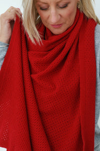 MerinoSnug - Mansfield Wool Knitted Wrap - Australian Made in Red