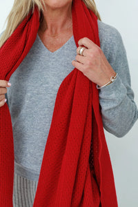 MerinoSnug - Mansfield Wool Knitted Wrap - Australian Made in Red