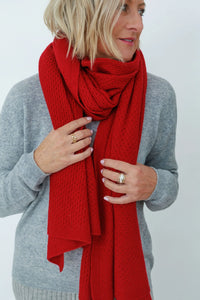 MerinoSnug - Mansfield Wool Knitted Wrap - Australian Made in Red