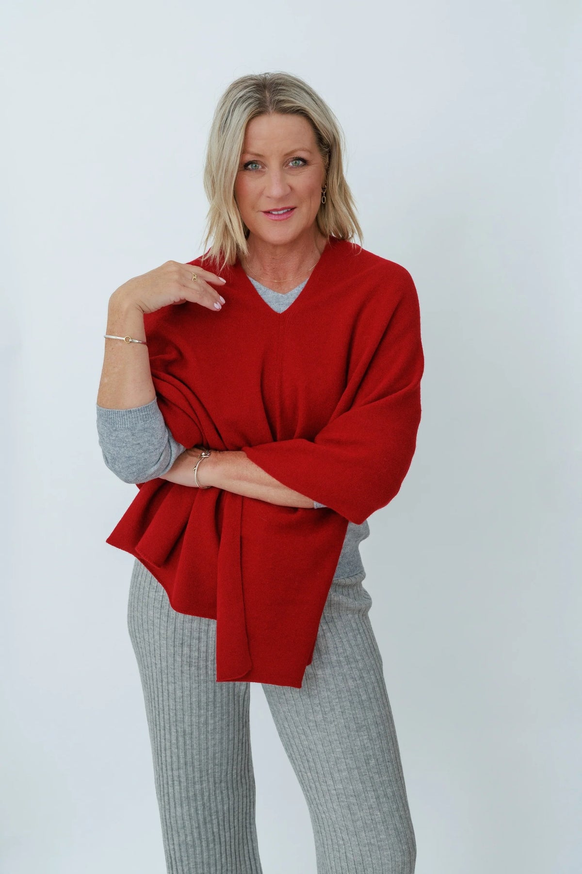 MerinoSnug - Mandy Poncho Alpaca Merino Wool Blend - Australian Made in Red