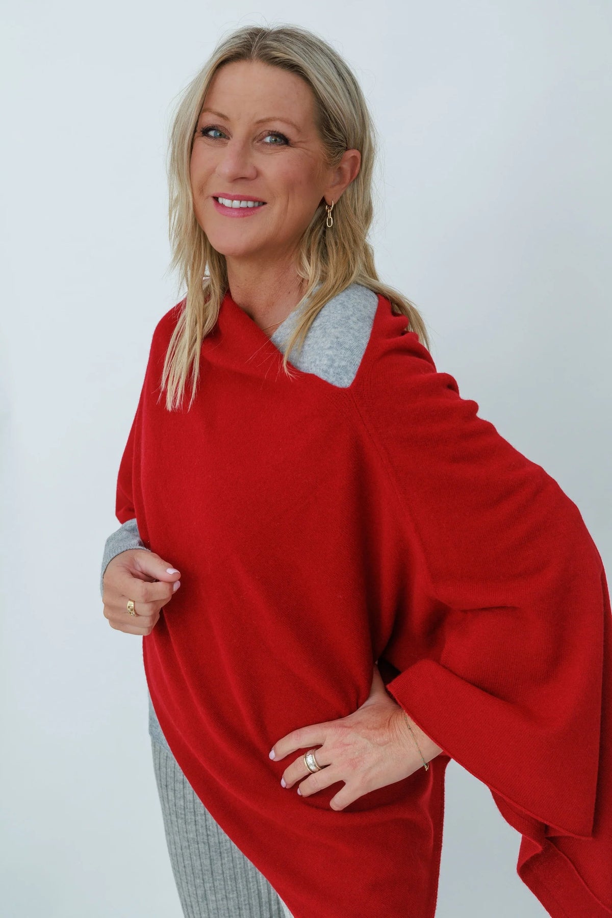 MerinoSnug - Mandy Poncho Alpaca Merino Wool Blend - Australian Made in Red