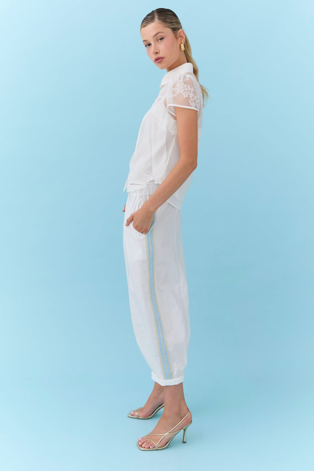 Eder by Anna Ludovina silk organza blouse with softly gathered sleeves