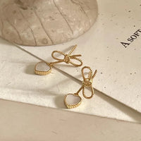 Heart Shape Bow Knot Drop Earrings