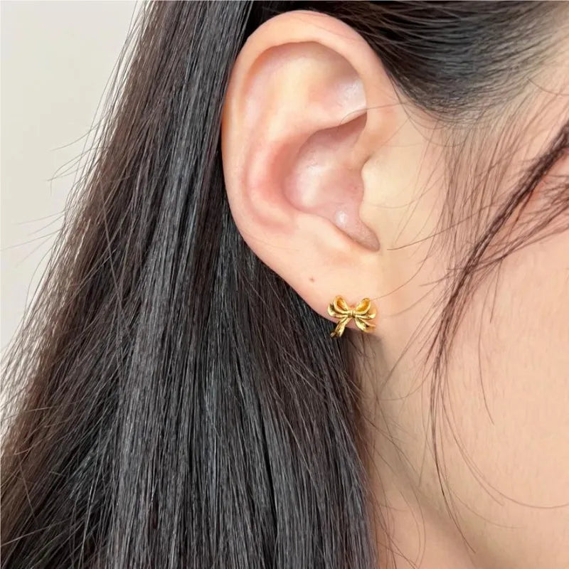 Sterling Silver Bow Knot Ear Studs