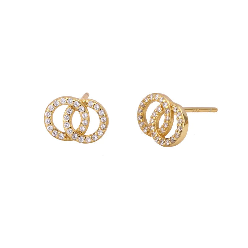 Interlinked Gold Plated 925 Sterling Silver stud Earrings
