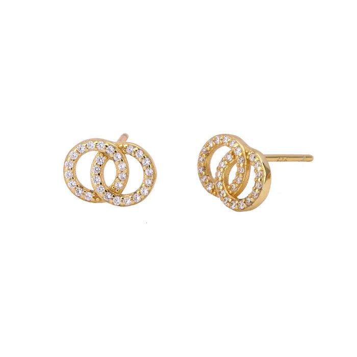 Interlinked Gold Plated 925 Sterling Silver stud Earrings