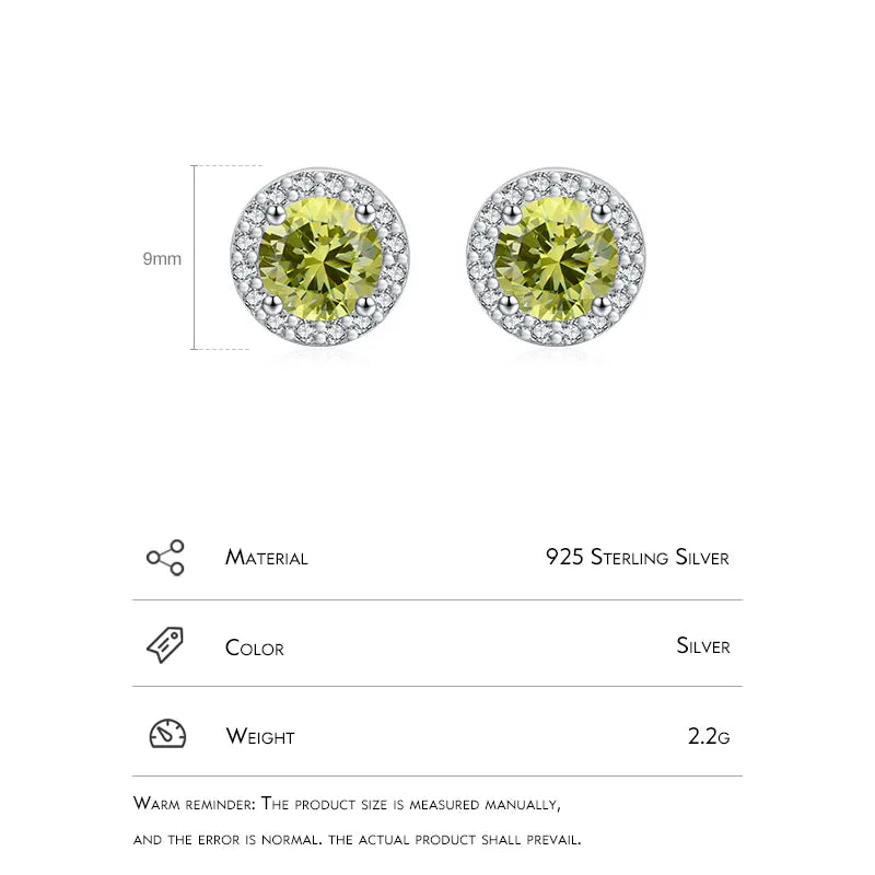 Sterling Silver Peridot Coloured Earrings