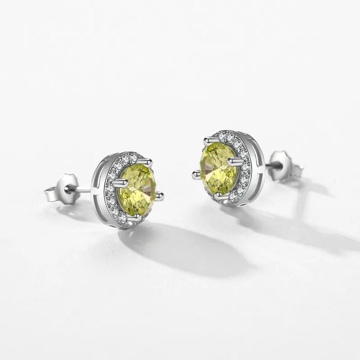 Sterling Silver Peridot Coloured Earrings