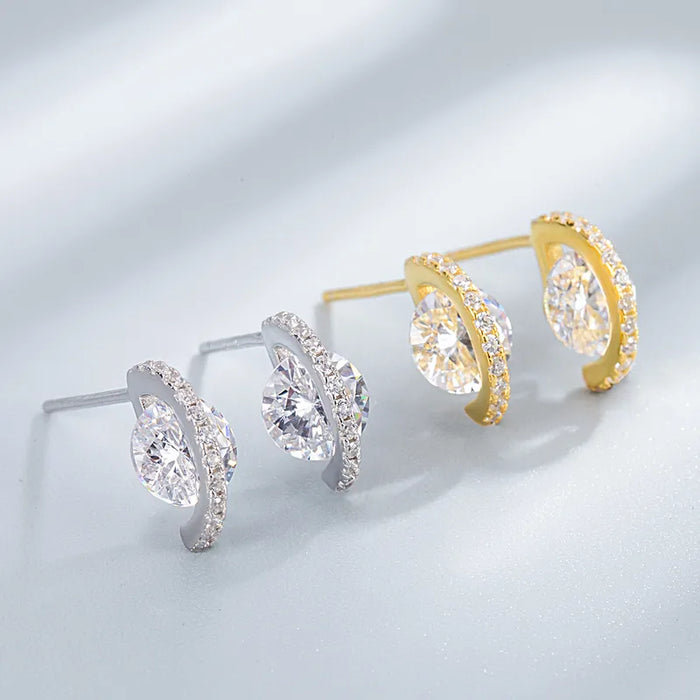 Geometric Zircon Stud Earrings