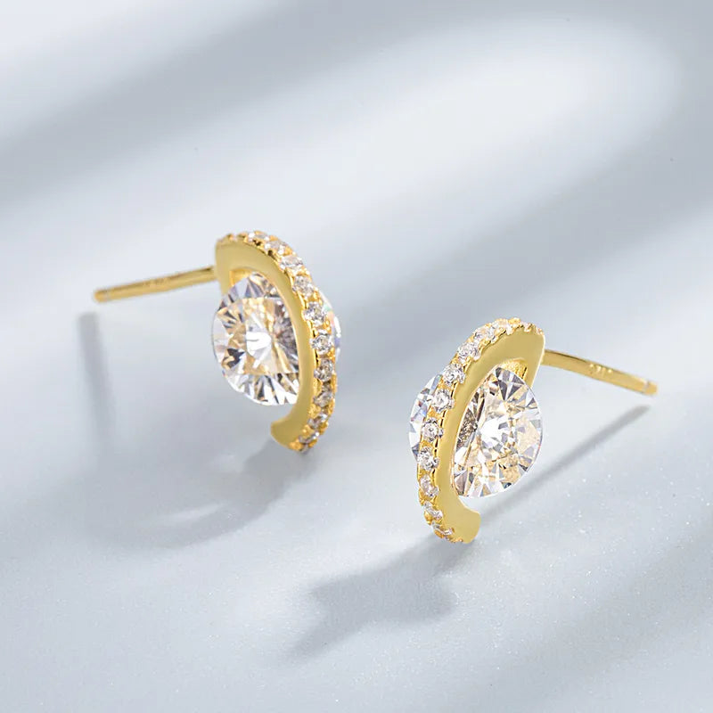 Geometric Zircon Stud Earrings