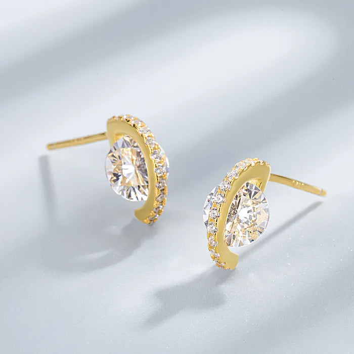 Geometric Zircon Stud Earrings