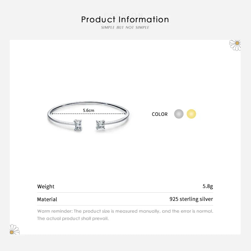 Gold/Sterling Silver Cuff with Square Zircon