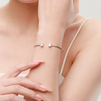 Gold/Sterling Silver Cuff with Square Zircon