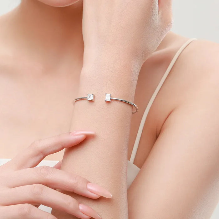 Gold/Sterling Silver Cuff with Square Zircon