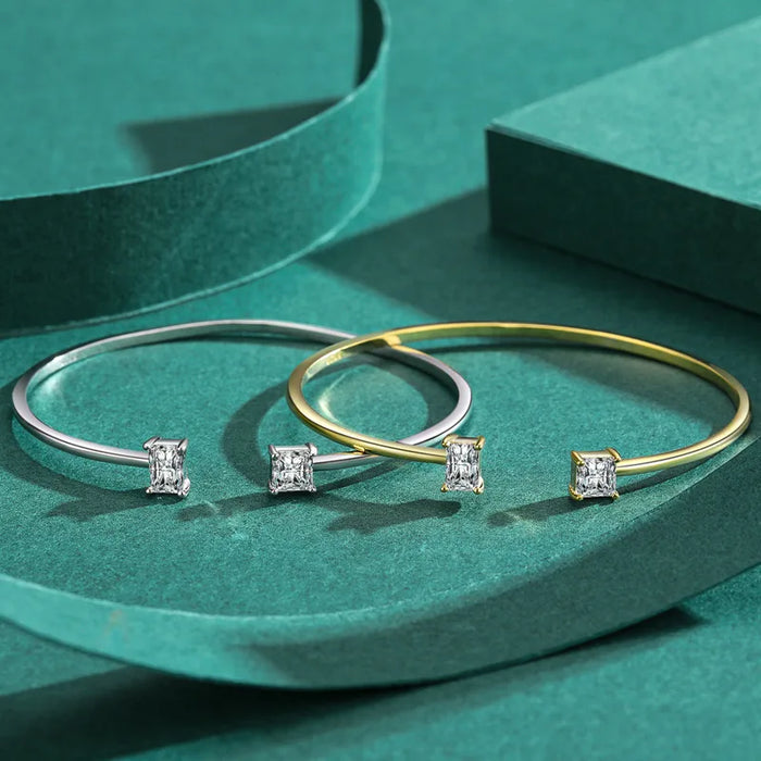 Gold/Sterling Silver Cuff with Square Zircon