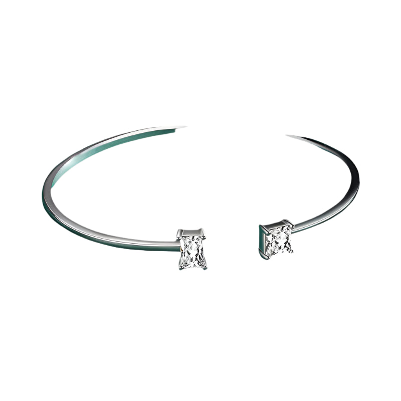 Gold/Sterling Silver Cuff with Square Zircon
