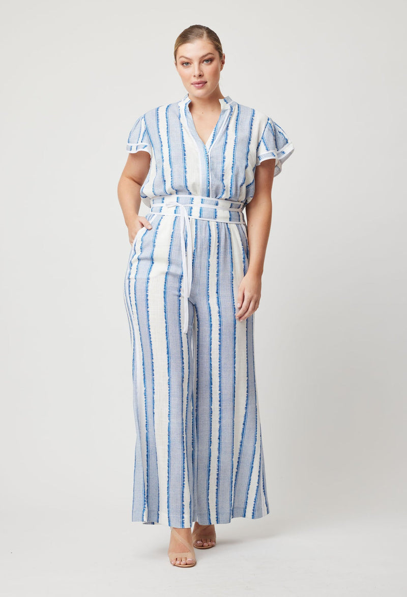 Positano Viscose Linen Jumpsuit Sorrento Stripe