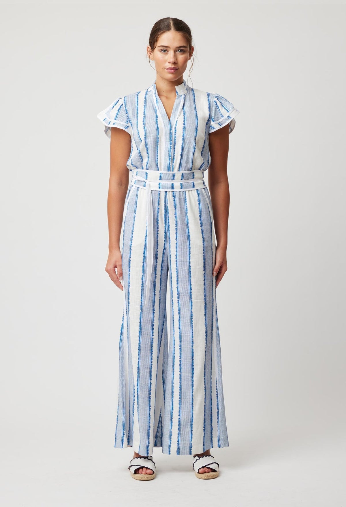 Positano Viscose Linen Jumpsuit Sorrento Stripe