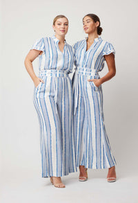 Positano Viscose Linen Jumpsuit Sorrento Stripe