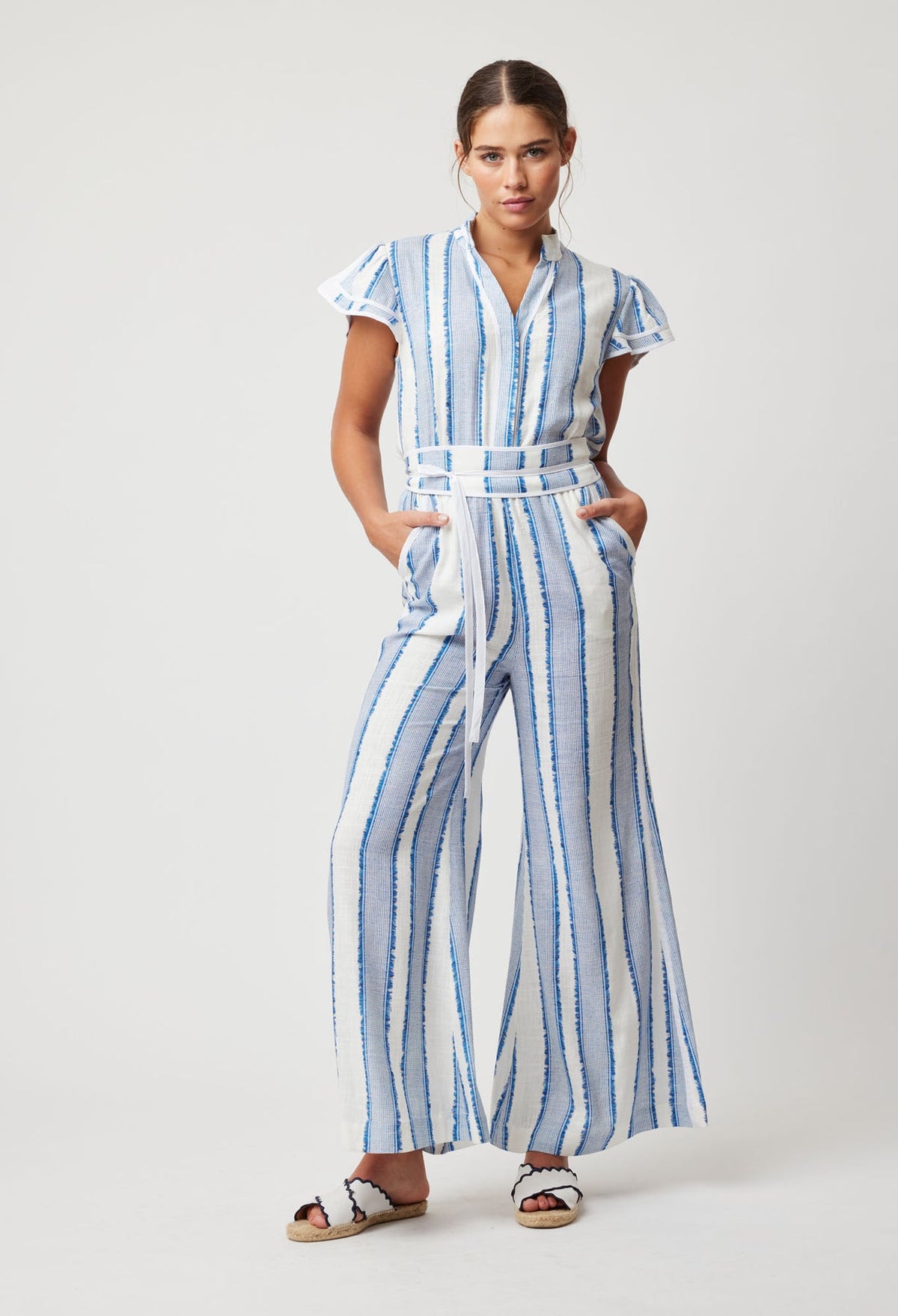 Positano Viscose Linen Jumpsuit Sorrento Stripe