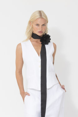 Linen Man Vest - White