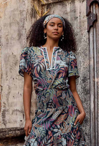 Deity Cotton Silk Top In Fiesta Tropical