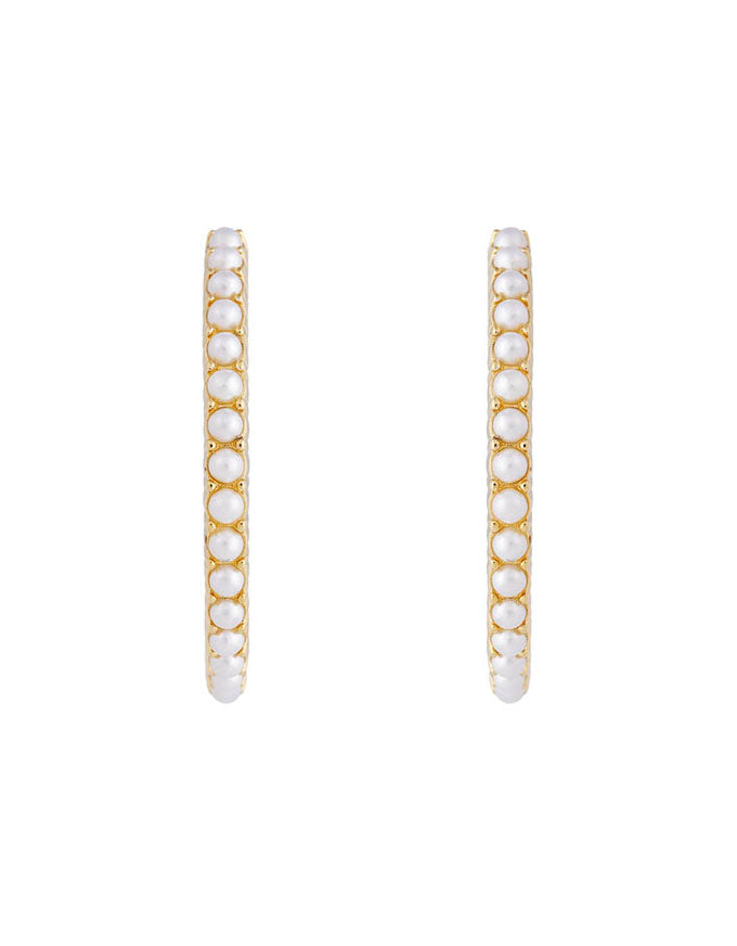 Slim Crystal & Pearl Earrings Hoops