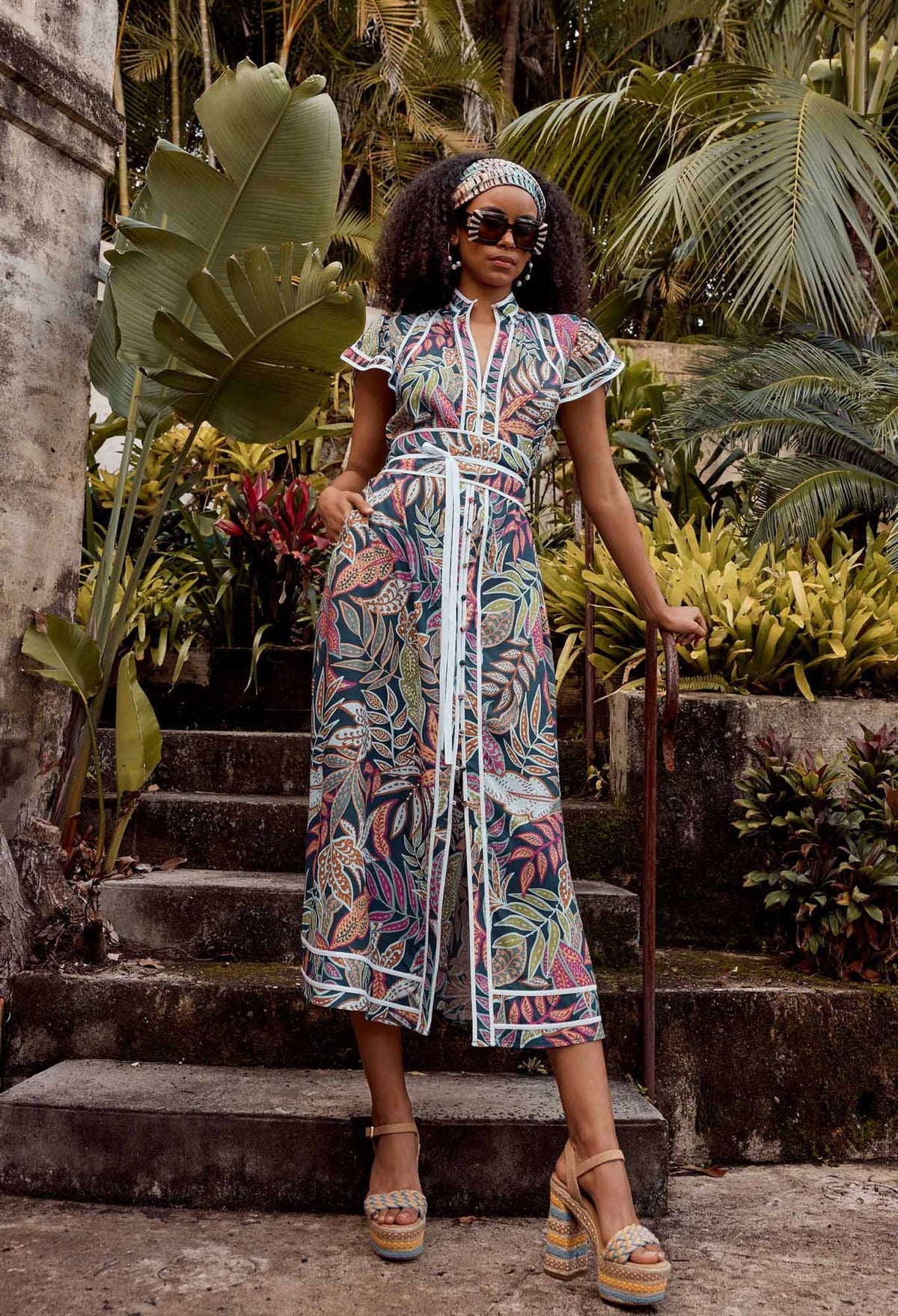 Panama Viscose Rayon Maxi Dress in Fiesta Tropical