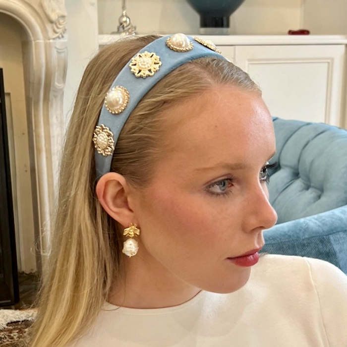 Renaissance Blue Velvet  Headband