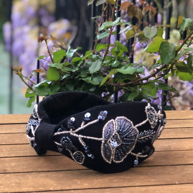 Aina Black Linen Headband