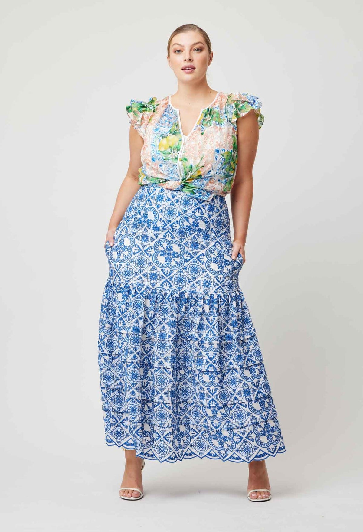 Elena Cotton Silk Blouse in Limonata