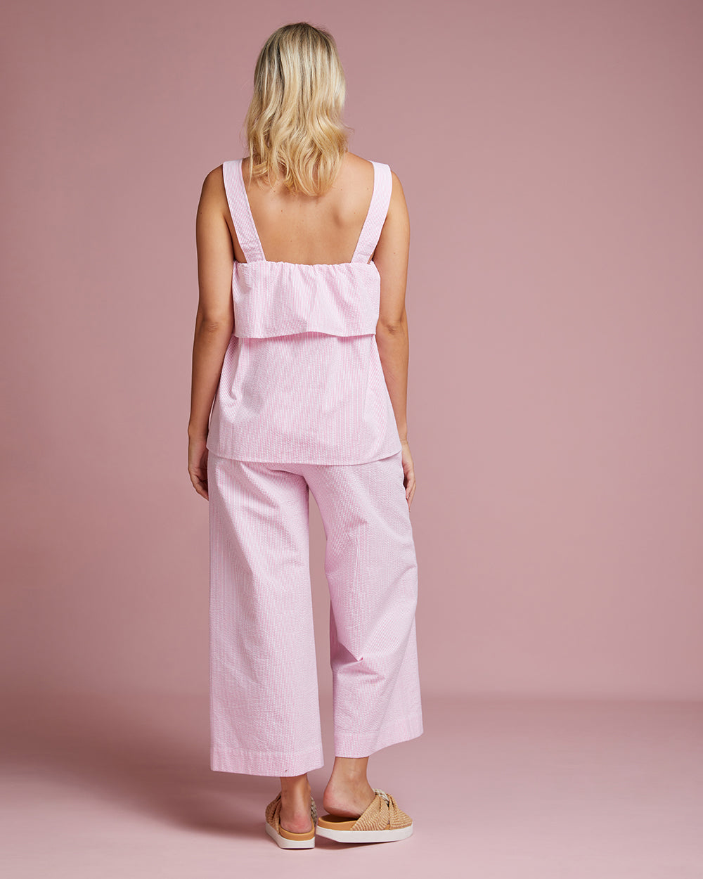 Portofino Trouser - Bubblegum Seersucker