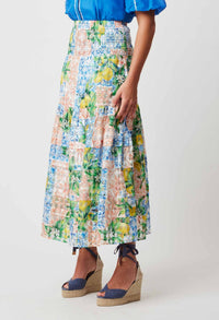 Antigua Cotton Silk Skirt in Limonata