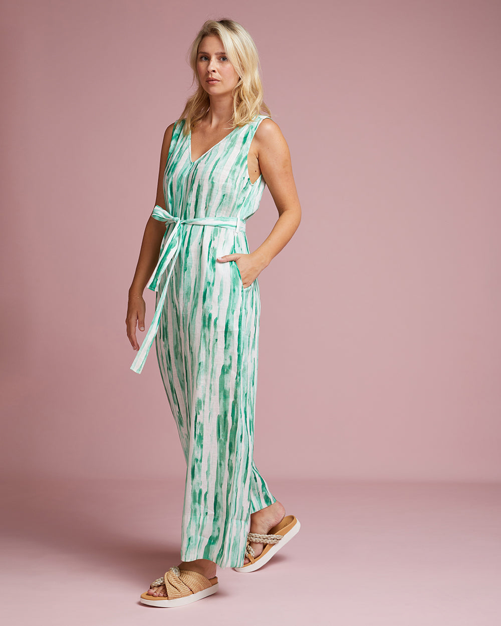 Amalfi Jumpsuit - Watercolour stripe