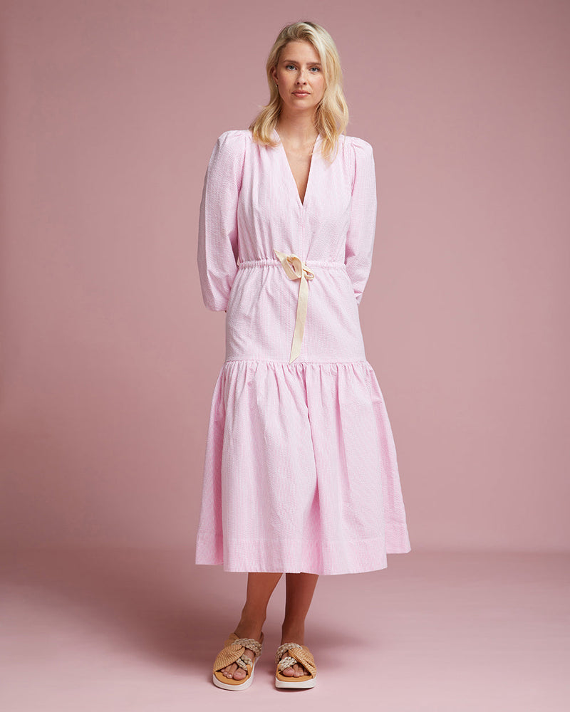 Hampben Dress - Bubblegum Seersucker