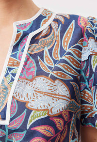 Deity Cotton Silk Top In Fiesta Tropical
