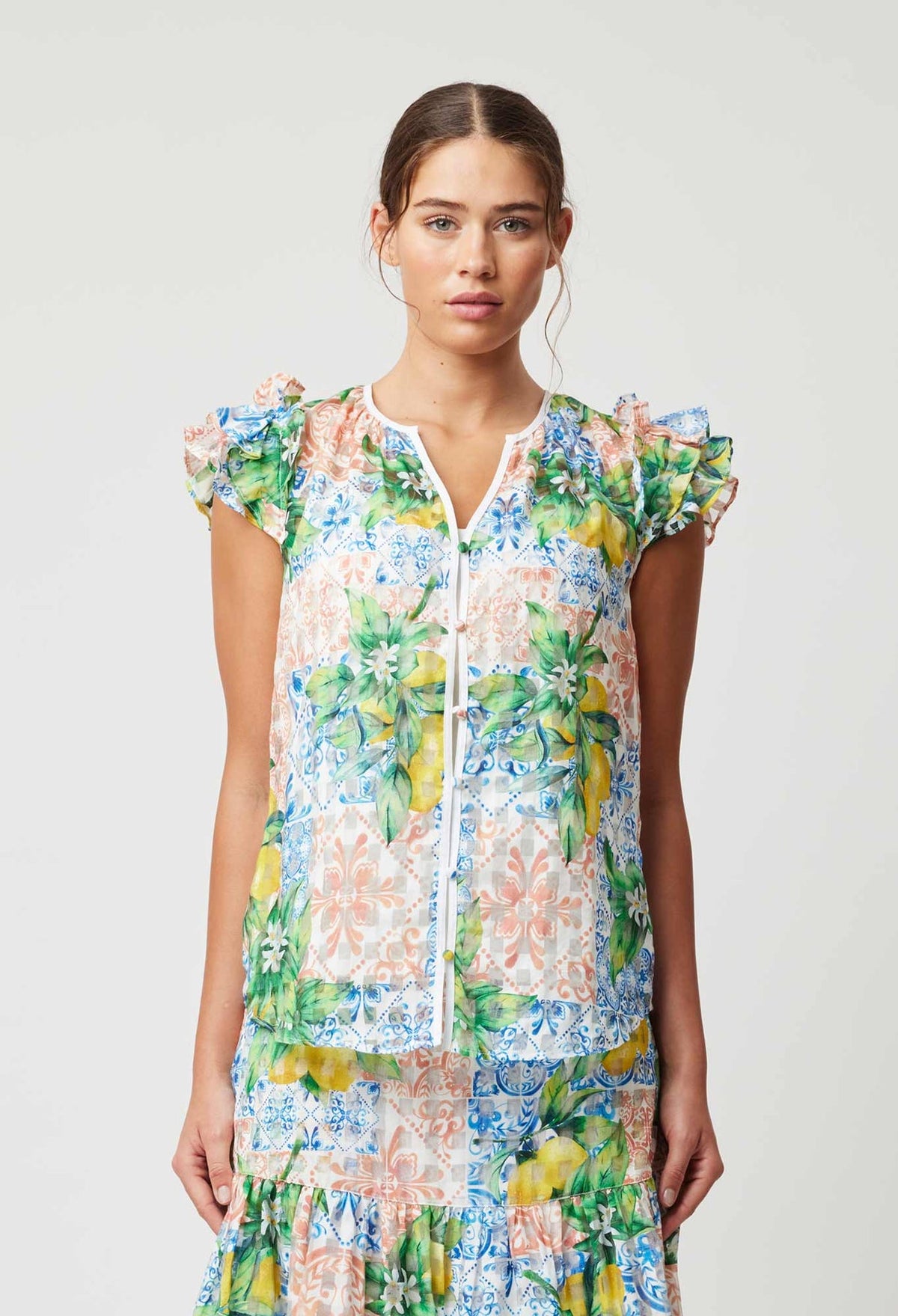 Elena Cotton Silk Blouse in Limonata