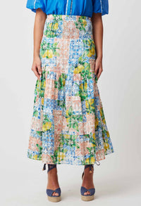 Antigua Cotton Silk Skirt in Limonata