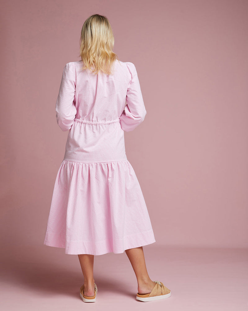 Hampben Dress - Bubblegum Seersucker