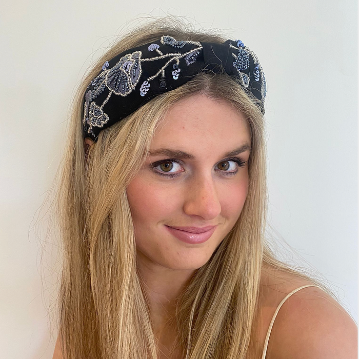 Aina Black Linen Headband