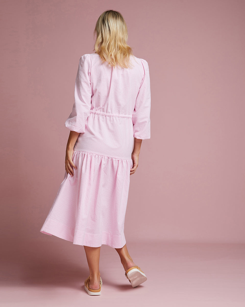 Hampben Dress - Bubblegum Seersucker