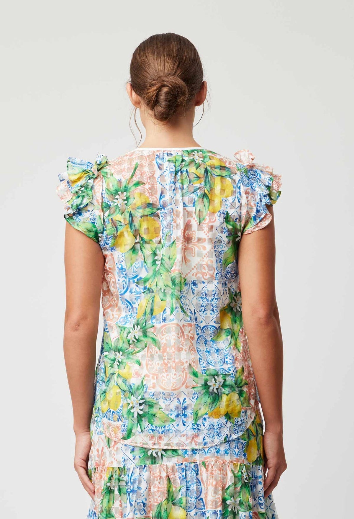 Elena Cotton Silk Blouse in Limonata