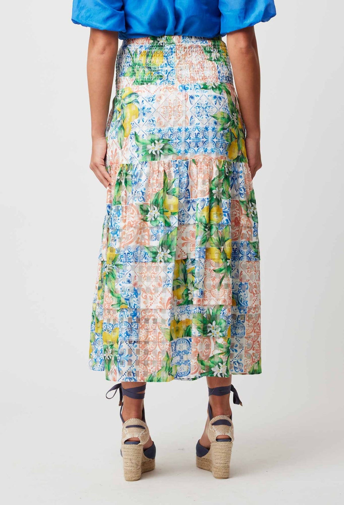 Antigua Cotton Silk Skirt in Limonata