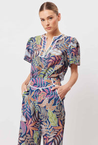 Deity Cotton Silk Top In Fiesta Tropical