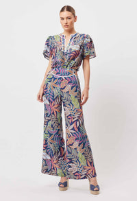 Deity Cotton Silk Top In Fiesta Tropical